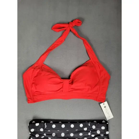 Holipick Womens High Waist Bikini Set Two Piece Swimsuit Tummy Control Medium - Picture 3 of 7